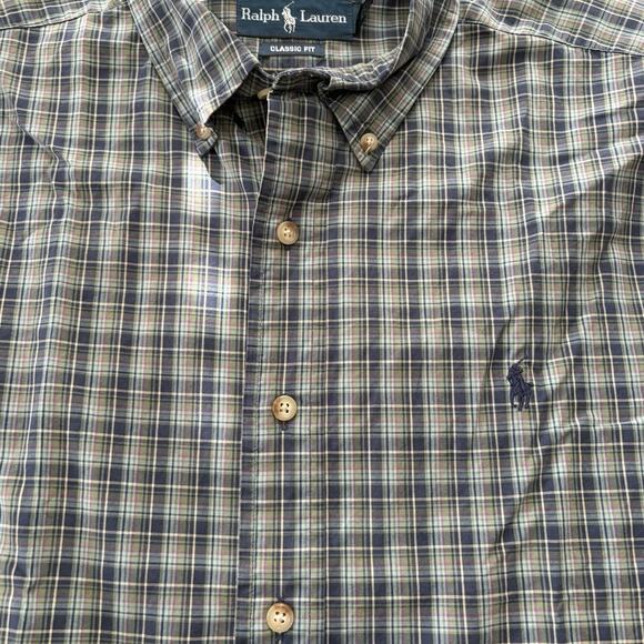 Polo Ralph Lauren Shirt Mens L Green Black Classic Fit Plaid Flannel Button Down - Picture 4 of 7